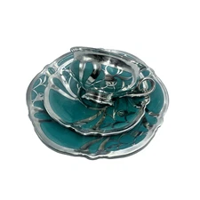 Rosenthal Silver Overlay 3 Pc Footed Cup Saucer Plate Kronach Germany Viktoria