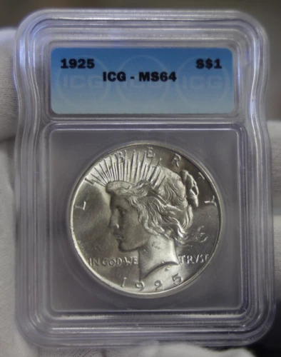 1925 US Peace Silver Dollar $1 ICG MS64 PQ Coin