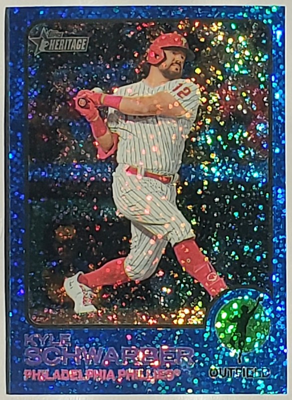 Kyle Schwarber 2022 Topps Heritage High Number #722 Chrome Blue Sparkle Phillies