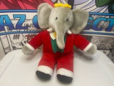 Vintage Gund Babar the Elephant Plush 1988 Macys 14  Stuffed Animal Red Suit