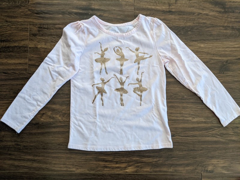 NWOT Size 6X Epic Threads Girl Pink Ballerina Ballet Gold Glitter Top