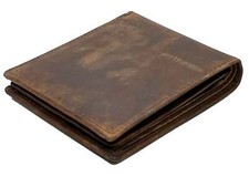 Hunter Brown RFID Signal Blocking Men's Vintage Leather Thin Bifold Wallet ID Ca