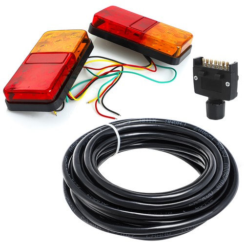 LED Trailer Tail Light Kits Pair Plug 8m 5 Core Wire Caravan Ute 7 Pin Flat NEW - Picture 12 of 12
