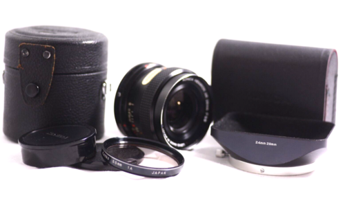 KONICA HEXANON AR 28MM F3.5 WIDE ANGLE CAMERA LENS / CASE LENSHOOD (EXCELLENT)