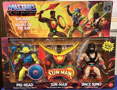MOTU SUN-MAN AND RULERS OF THE SUN 3 PACK Target Exclusive PIG-HEAD SPACE SUMO