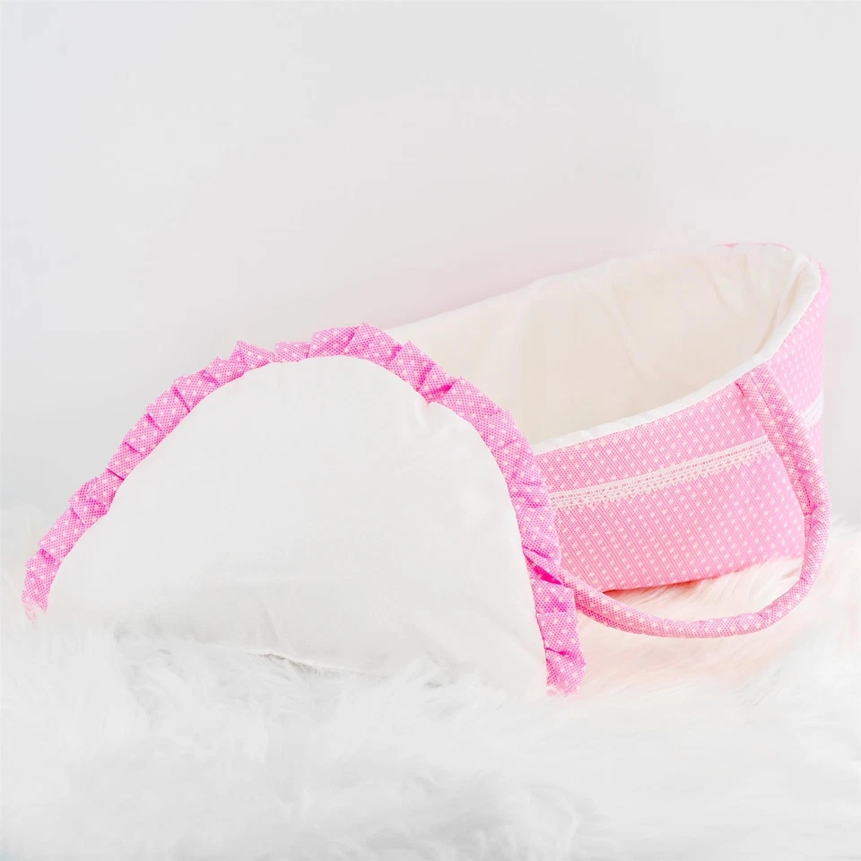 Pink Doll Carry Cot BiBi Doll Baby Carrier Bed with Pillow Handles Sleeping Bag - Image 3 of 4