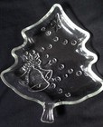 Christmas Tree Shape Clear Glass Candy Nut Dish Holiday Bells Star — photo 1