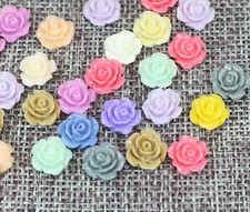 50 Mixed Color Flatback Resin Rose Flower Cabochon 10mm DIY Embellishment
