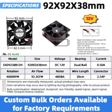 12V DC Cooling Fan 4/5/6/7/8/9/12cm Dual Ball Bearing, 80mm 120mm Industrial Fan