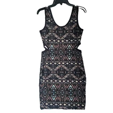 NWOT G Collection Fair Isle Round Neck Sleeveless Cut Out Sheath Dress Size XS