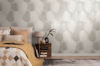 Vliestapete Blattmuster Tropen Textiloptik Grau Creme Glanz 78673-2 (3,47€/1Qm)
