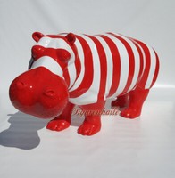 Flusspferd Nilpferd Figur Statue Bunt Gartenfigur Pop Art Deko Designer Pool Neu