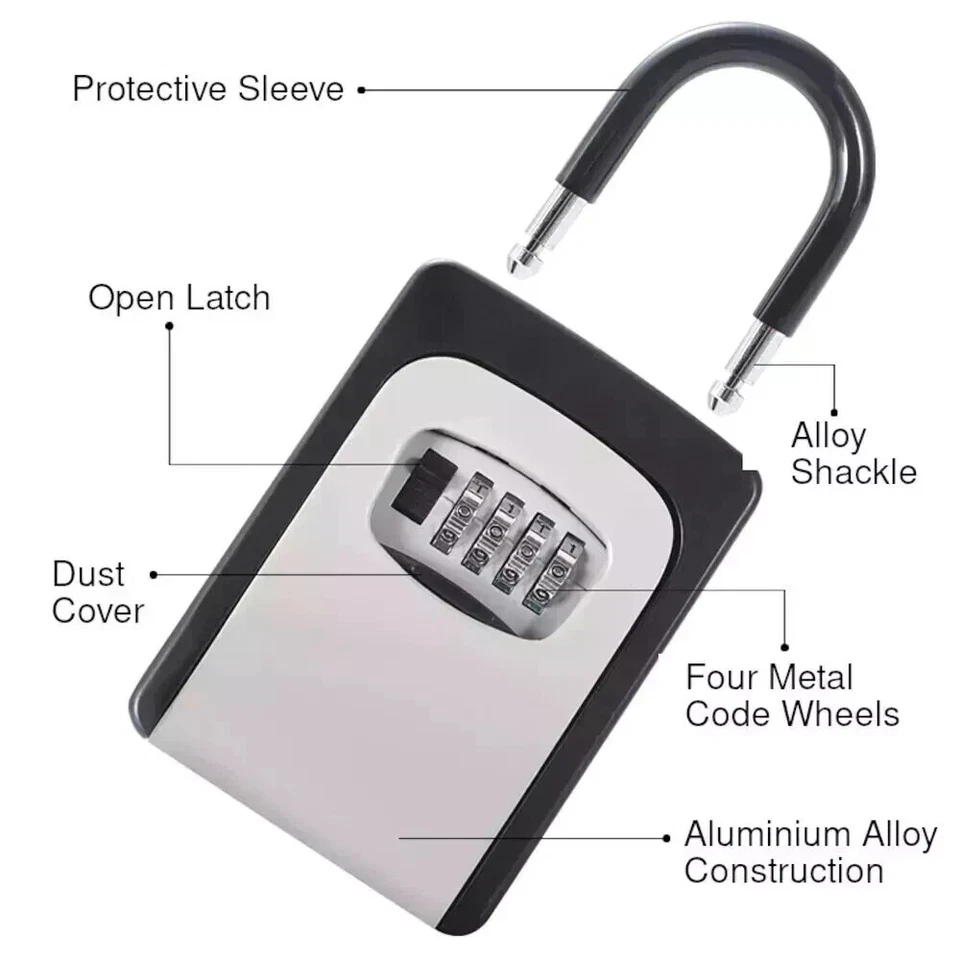 Key Lock Box for Outside-Combination Lockbox for House Key-Portable/Wall Mounted - Image 3 of 4