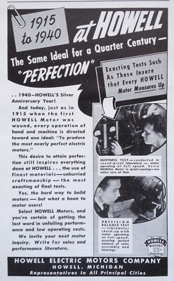 1940 AD(J18)~HOWELL ELECTRIC MOTORS CO. HOWELL, MI. ELECTRIC MOTORS