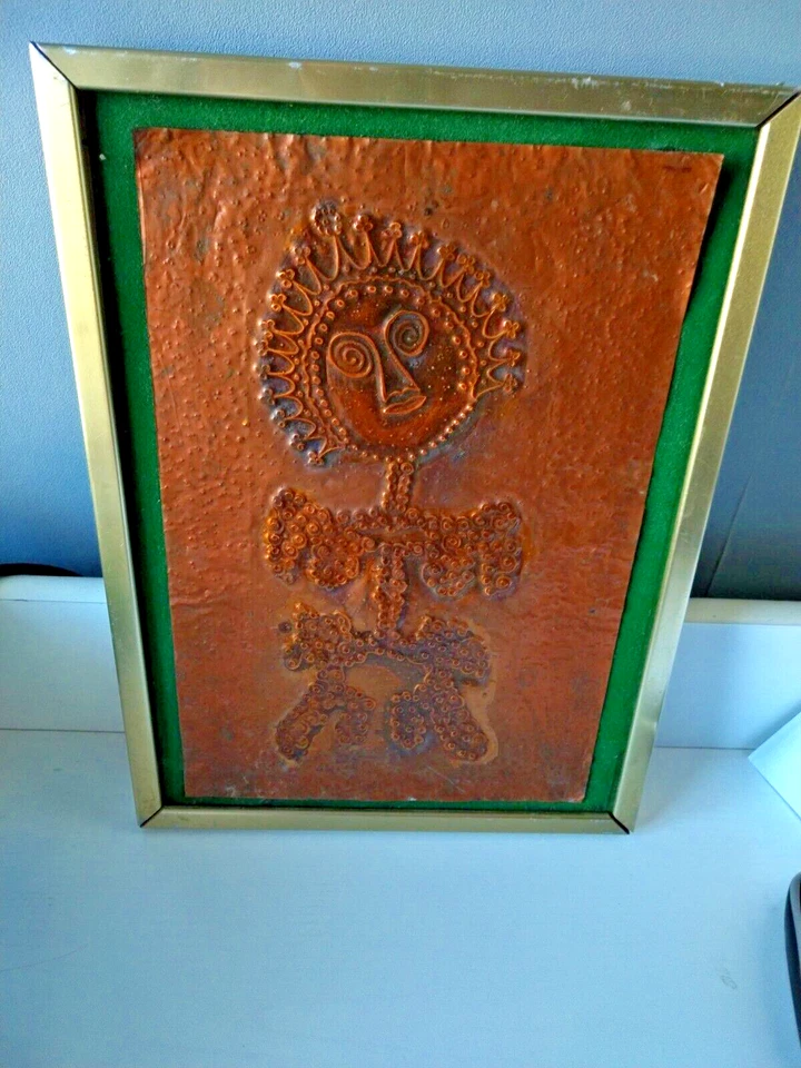 2 GRAVURES SUR FEUILLES DE CUIVRE STATUES AFRICAINES OU SUD AMERICAINES - Photo 2/4