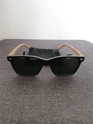 Lunettes De Soleil Style Rétro GL BOUTIK Monture Noire Et Branches Liège