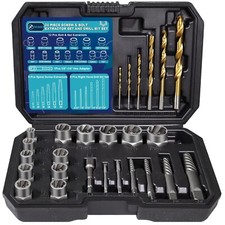26 Piece Impact Bolt and Spiral Screw Extractor Set with Left Hand Reverse Dr...
