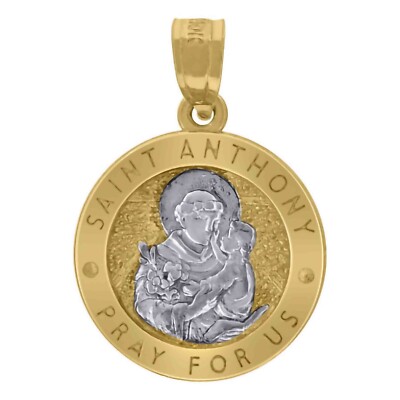 Small Tiny 10k GOLD Saint Anthony Pray For Us Charm Pendant For Necklace Chain