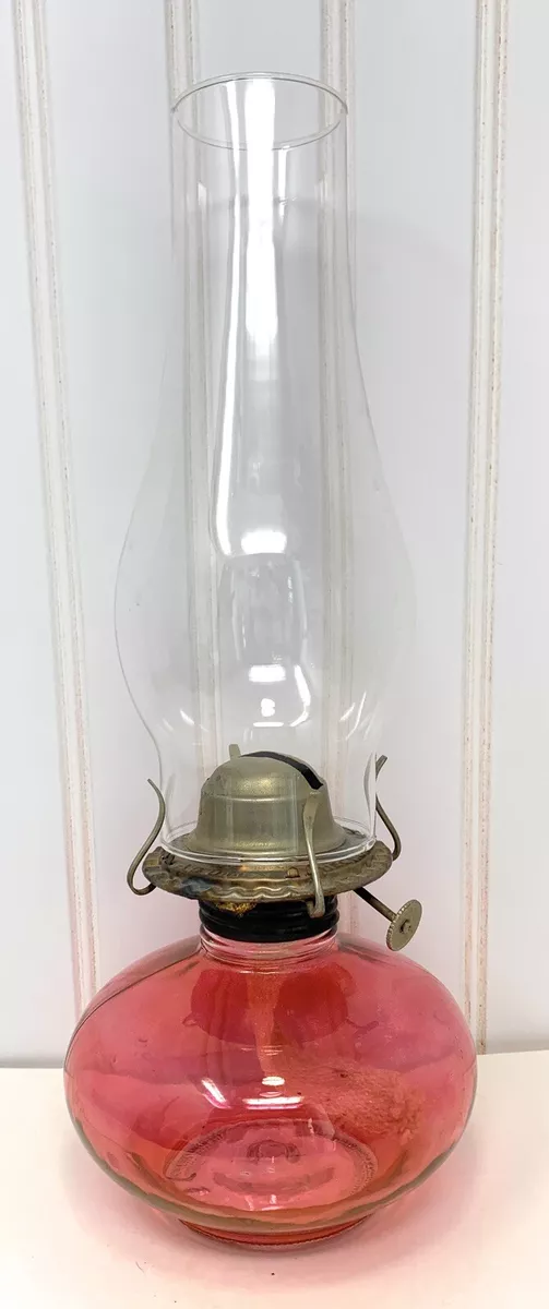 VINTAGE PINK GLASS OIL LAMP BASE AGUILA HECHO POR LUX S.A MTY