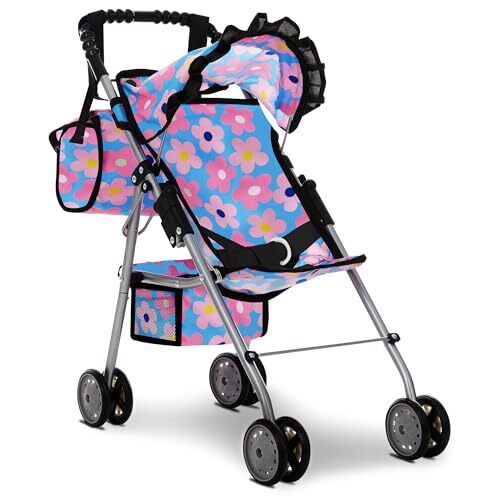 Baby Doll Stroller for Girls, Toddler Play Toy Doll Buggy Carriage, Blue - Picture 2 of 8