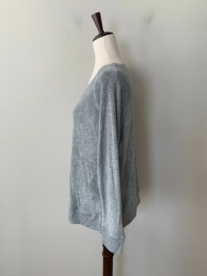 Top de salón Felina para mujer talla L Luna de felpa cepillada cuello redondo gris jaspeado Foto 3 de 4