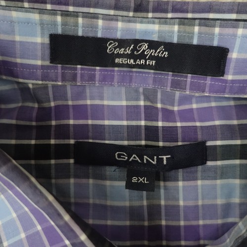 GANT Shirt Mens XXL Coast Poplin Long Sleeve Plaid Check Button Down - Picture 4 of 12