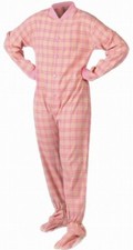 Schlafoverall Einteiler Strampler Jumpsuit Flanell Rosa-Gelb kariert 107