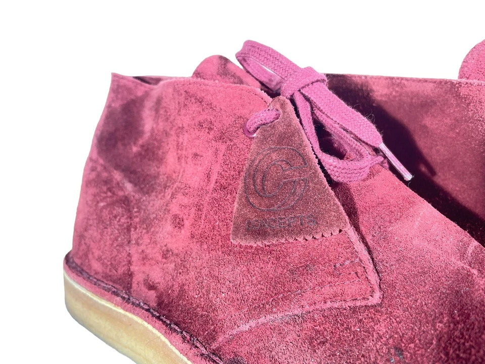 Botas Clarks Originals X Concepts Desert Rojo Granate 10 M Gamuza Cuero Crepé Goma Foto 3 de 4