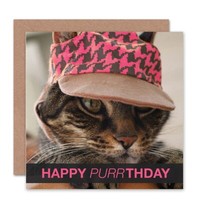 Alles Gute Zum Geburtstag Rosa Hut MüTze Karte Mit Katzenmotiv Geburtstagskarte