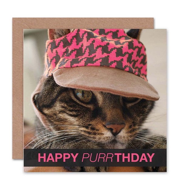 Alles Gute Zum Geburtstag Rosa Hut MüTze Karte Mit Katzenmotiv Geburtstagskarte-image