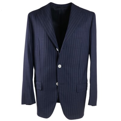 $3895 SARTORIA PARTENOPEA Dark Blue Stripe Lightweight Wool Suit