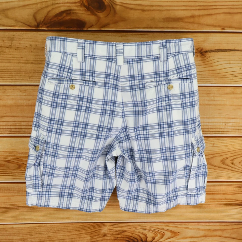 Шорты мужские Basic Editions размер 36 синие белые клетчатые 100% хлопок карманы для груза - Изображение 2 из 4