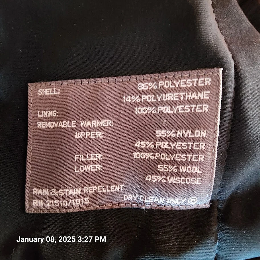 Kenneth Cole Reaction Insulated Nylon Rain Snow Button Down Jacket Size L Black - Image 3 of 4