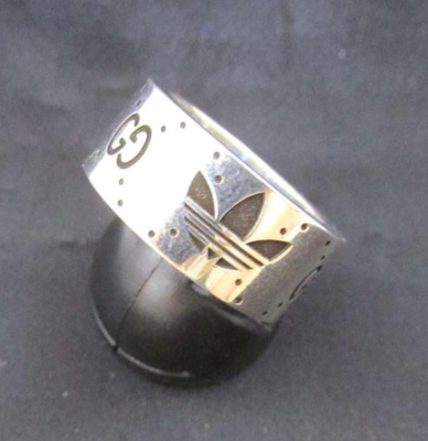 Gucci x Adidas GG Logo Wide Band Ring Sterling Silver 925 Gucci x Adidas GG Logo Wide Band Ring Sterling Silver 925