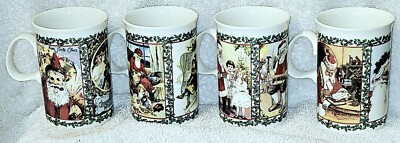 DUNOON SCOTLAND PORCELAIN MUGS 4 DIFFERENT CHRISTMAS CHANGING DESIGNS NEW COND
