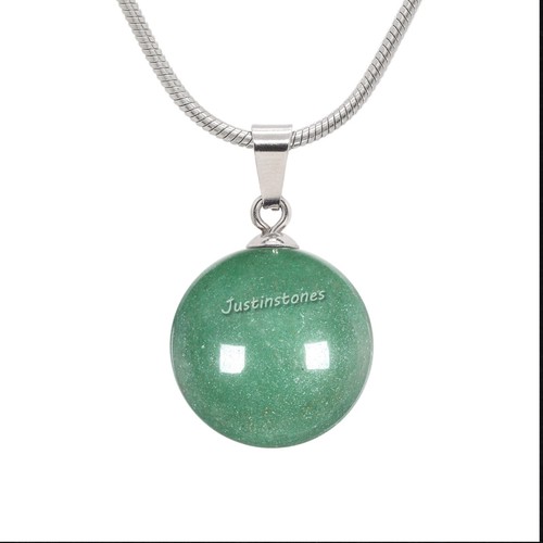 20mm Gemstone Carved Round Ball Pendant Necklace 22" - Picture 10 of 173