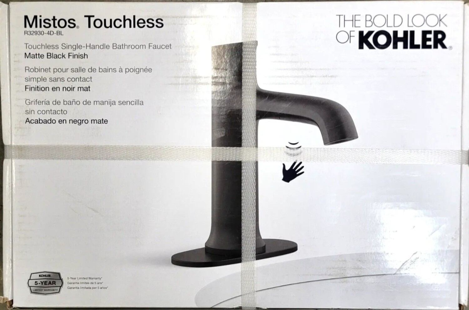 Kohler Mistos Touchless Matte Black Single Hole Bathroom Faucet 1006-655-638 New