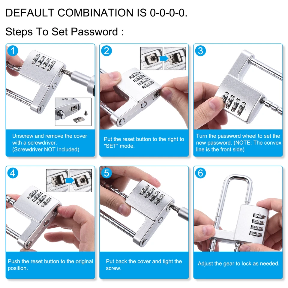 Schrank Passwort Vorhängeschloß 4 Ziffern Zahlenschloss Einstellbares Langbügel - Bild 4 von 4