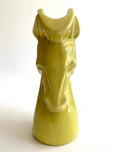 VTG 1950'S MID CENTURY MODERNIST CHARTREUSE ART POTTERY HORSE HEAD CERAMIC VASE - Picture 5 of 12