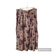 Kathie Lee Tan Floral Skirt Size 16 Polyester Blend Made In U.S.A. Vintage