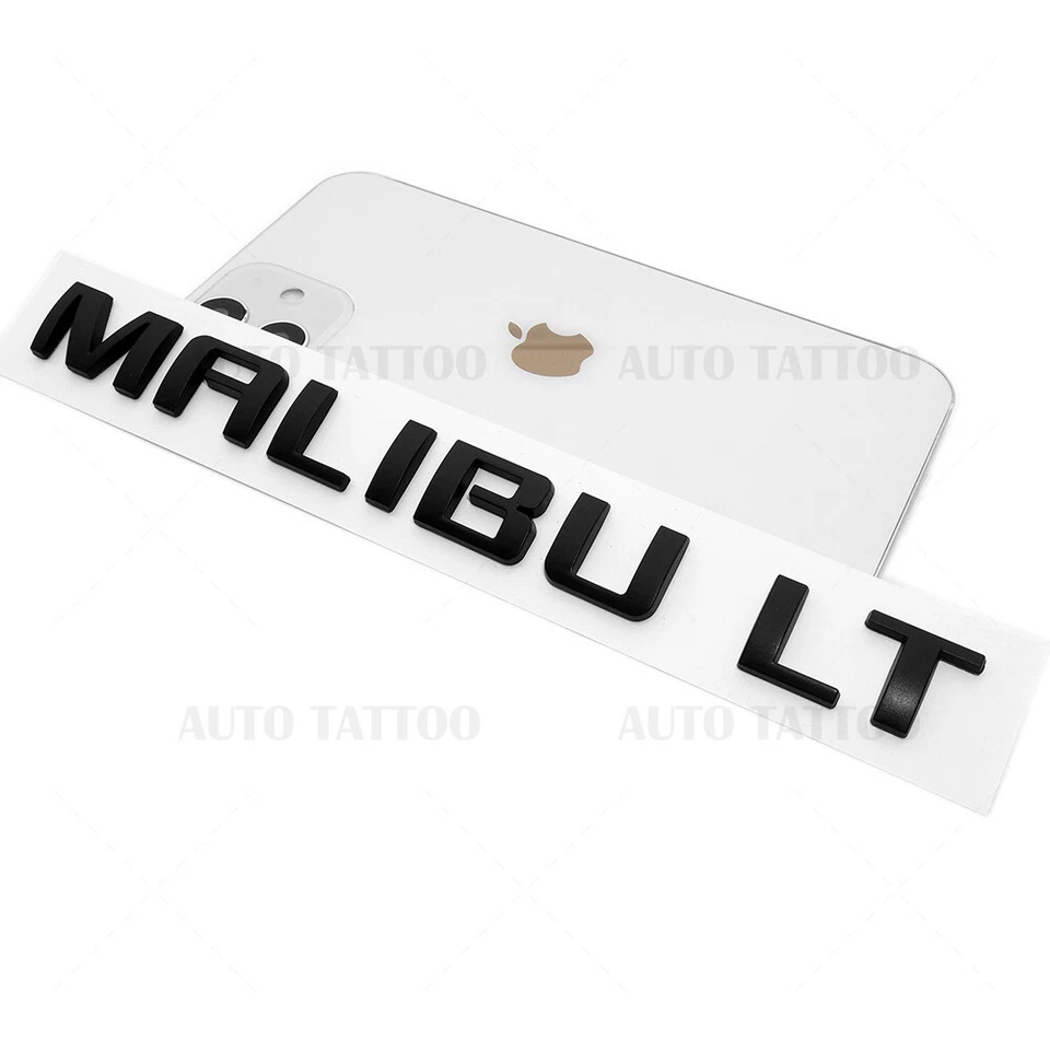 Placa de identificación negra mate deportiva Chevy Malibu LT para puerta de maletero Foto 4 de 4