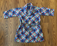 Vintage Velvelette 1950s Blue green Red Plaid Flannel Toddler Boys Robe size 2