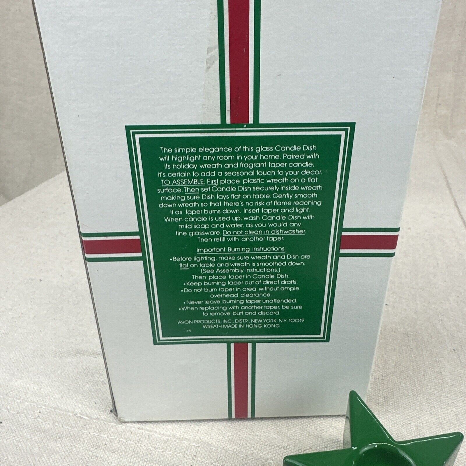 Avon holiday candle dish with Bayberry taper candle Holder and wreath No Candle eBay