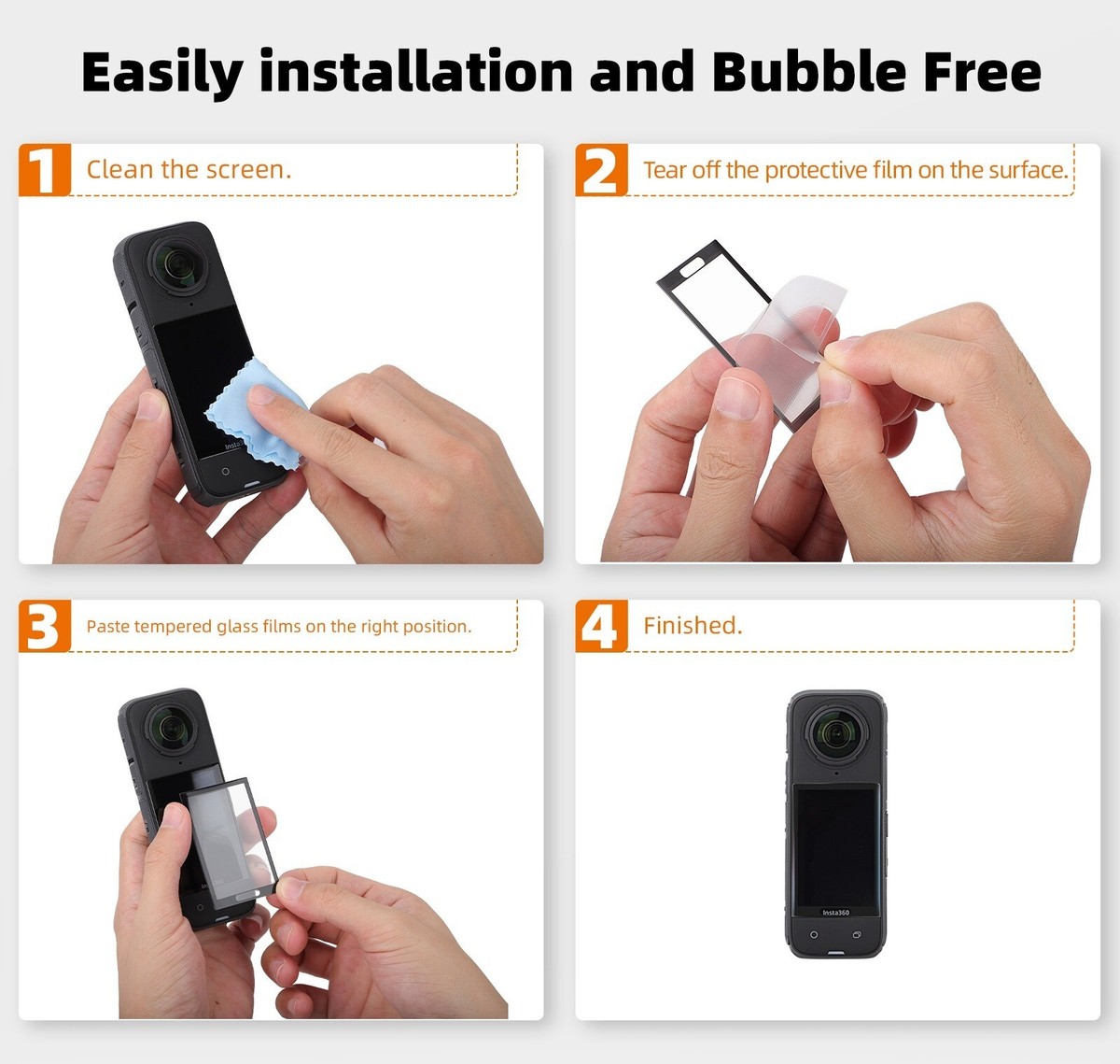 Locofun Verre Trempé Pour Insta360 X4 Air, 3 Pièces