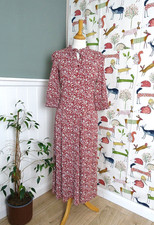 BNWT SEASALT CORNWALL Red berry Woodblock floral FELICITY dress size 10