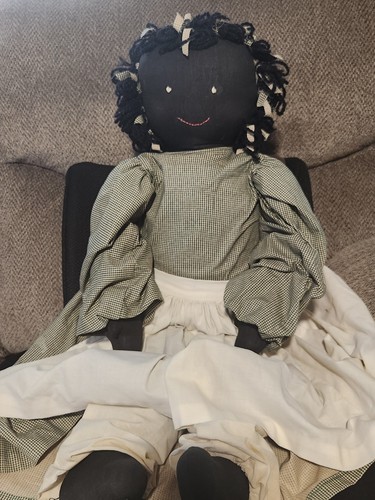 Vintage Rag Doll Handmade or Crafted Embroidered  Face 30 Inches Free Shipping