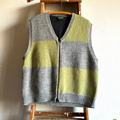 J.Crew, 1990s J Crew Oarsman Colorblock Full Zip Wool Sweater Vest Large Vintage