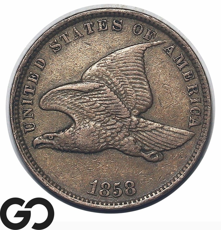 1858 Flying Eagle Cent Penny, Small Letters Variety, Choice XF++/AU