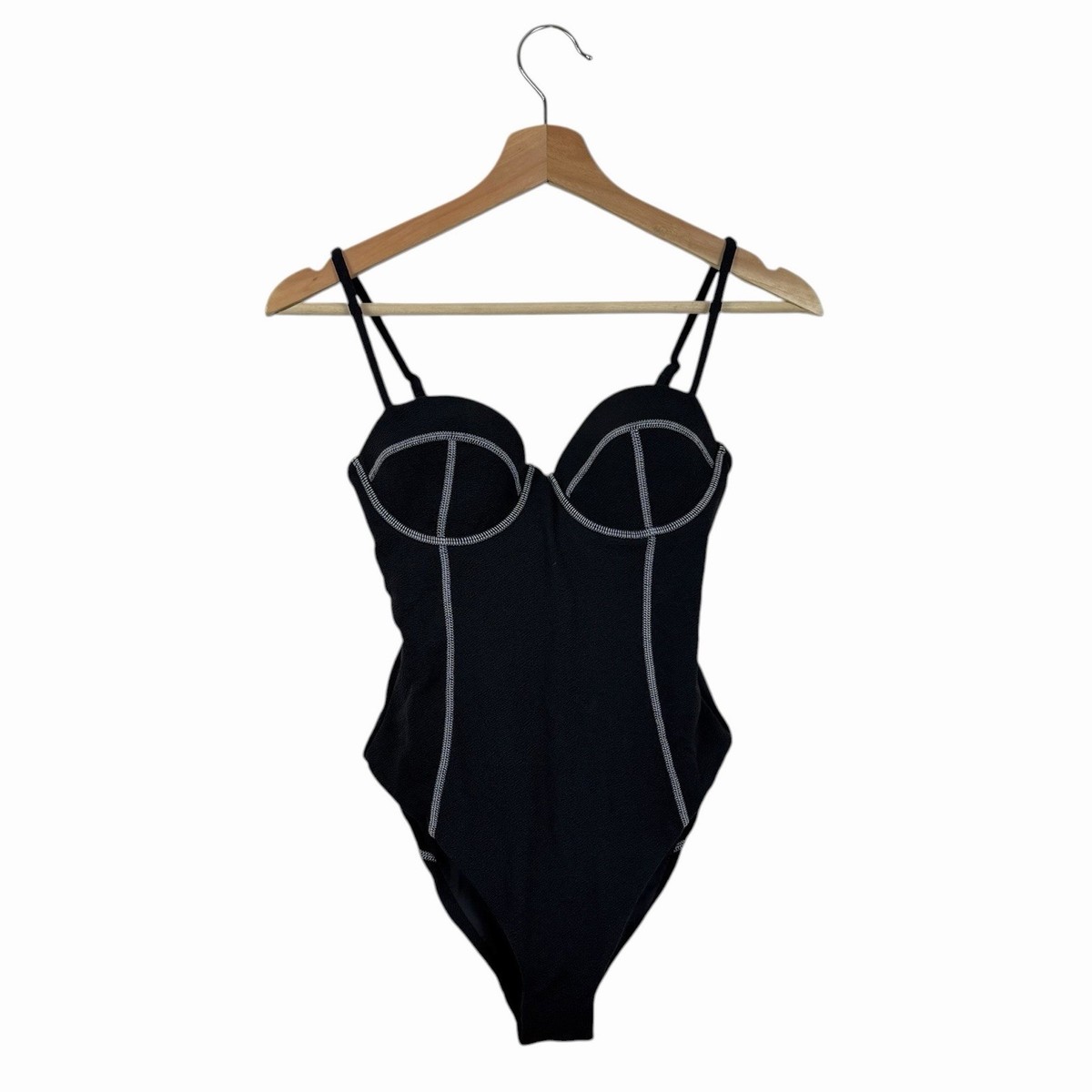 ONIA Valerie One Piece Swimsuit Size Small Black Outline Bustier