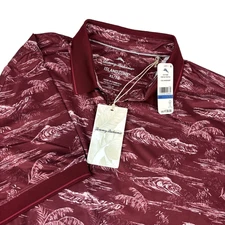 NWT Men's Tommy Bahama Island Zone Short Sleeve Maroon Berry Polo XL
